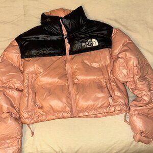 The North Face Nuptse Cropped Jacket in Pink